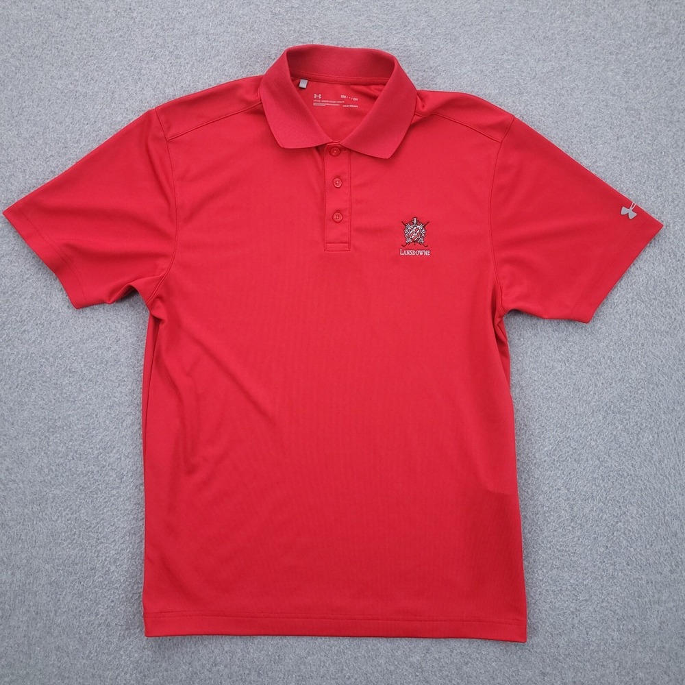 Under Armour Polo Shirt Small Heatgear Loose Short Sleeve Red Lansdowne Mens